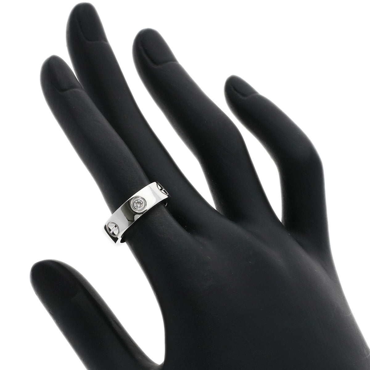 CARTIER love ring half diamond # 49 Ring K18 White Gold Ladies [Used]