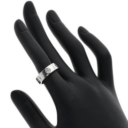 CARTIER love ring half diamond # 49 Ring K18 White Gold Ladies [Used]