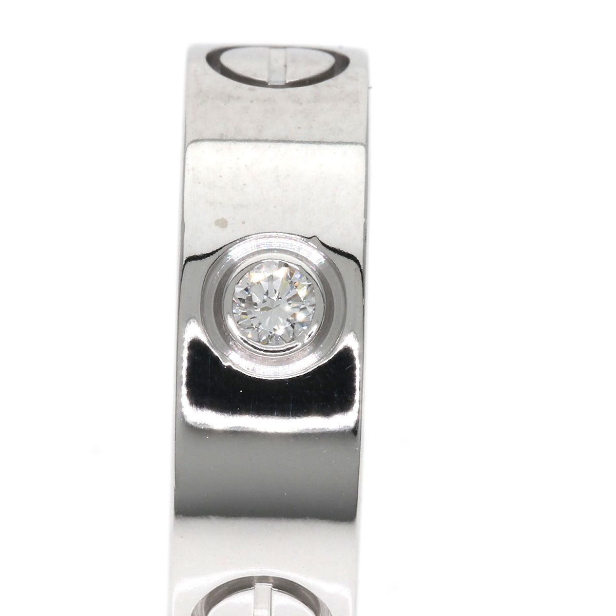 CARTIER love ring half diamond # 49 Ring K18 White Gold Ladies [Used]