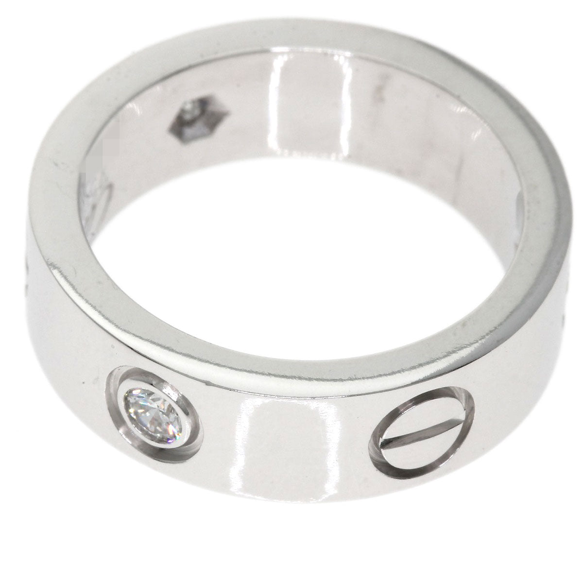CARTIER love ring half diamond # 49 Ring K18 White Gold Ladies [Used]