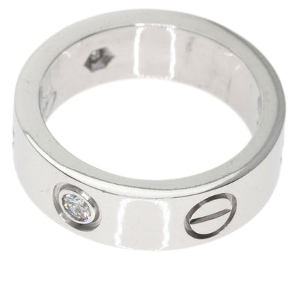 CARTIER love ring half diamond # 49 Ring K18 White Gold Ladies [Used]