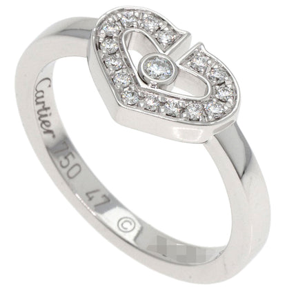 CARTIER   Ring C Heart Diamond #47 K18 White Gold Ladies