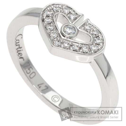 CARTIER   Ring C Heart Diamond #47 K18 White Gold Ladies