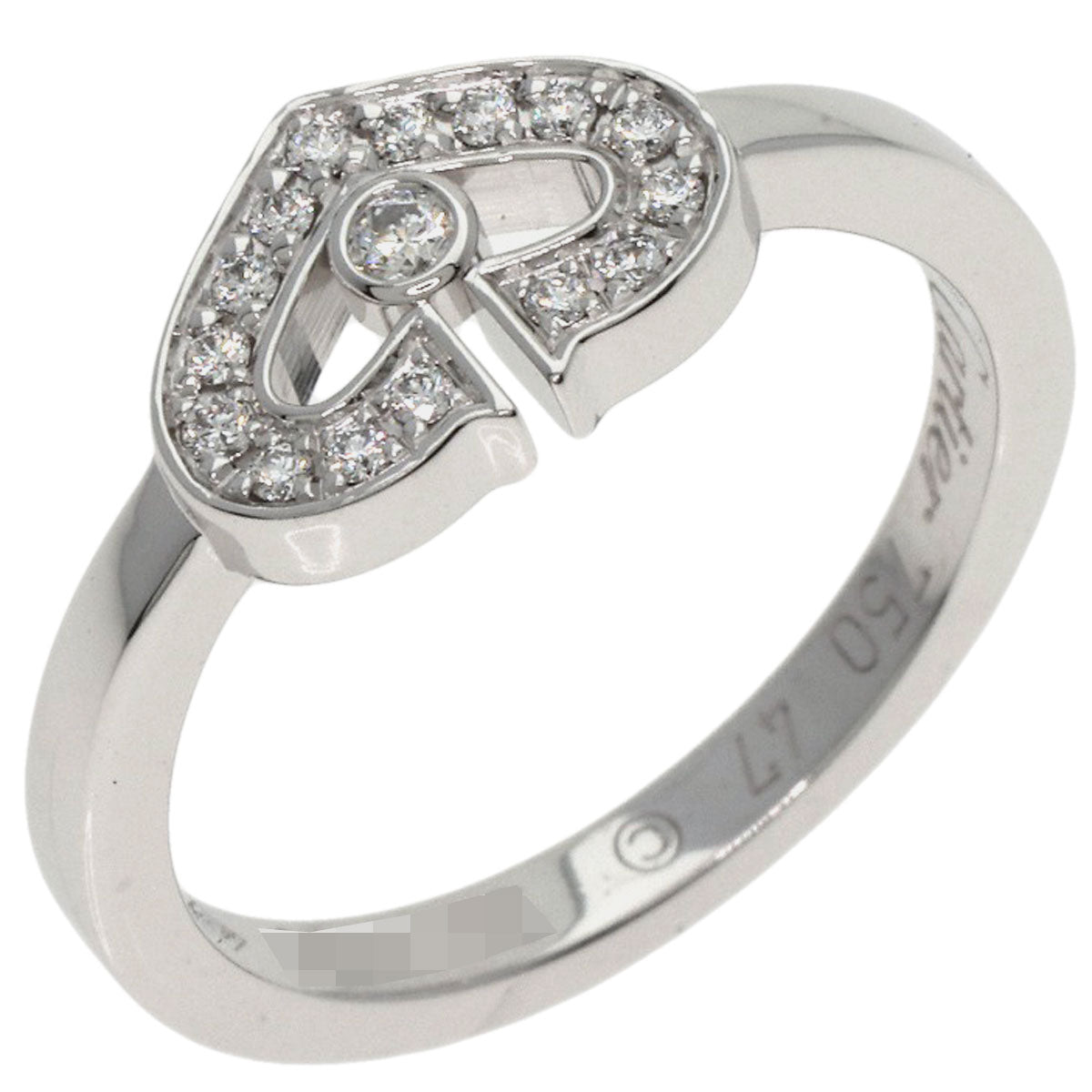 CARTIER   Ring C Heart Diamond #47 K18 White Gold Ladies