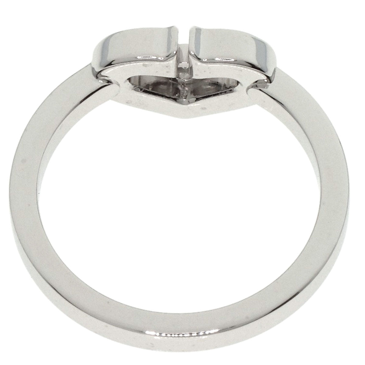 CARTIER   Ring C Heart Diamond #47 K18 White Gold Ladies