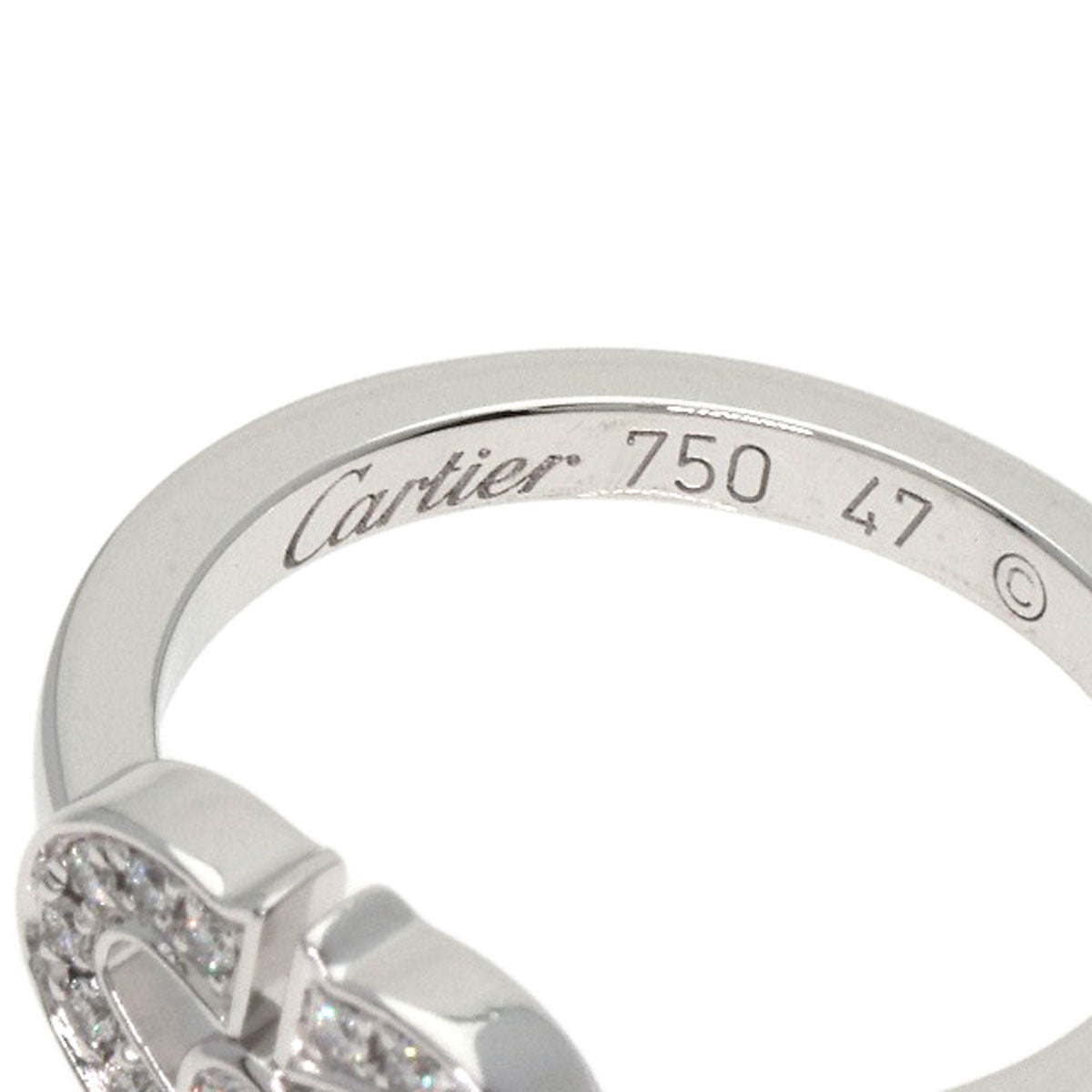 CARTIER   Ring C Heart Diamond #47 K18 White Gold Ladies