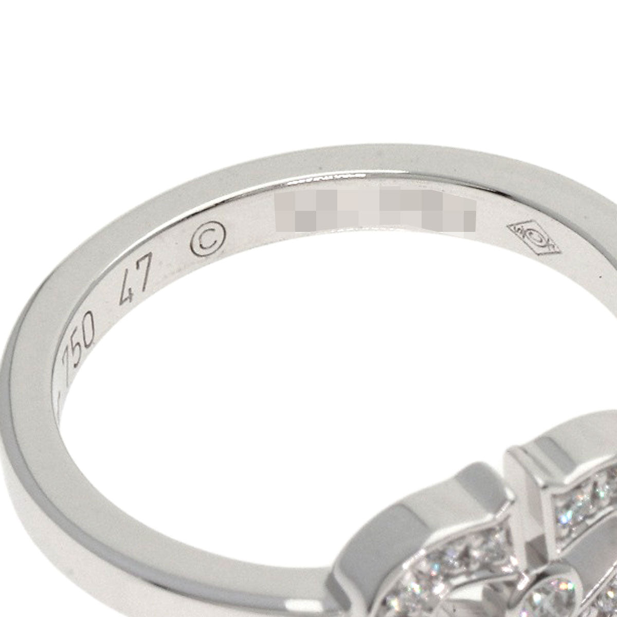 CARTIER   Ring C Heart Diamond #47 K18 White Gold Ladies