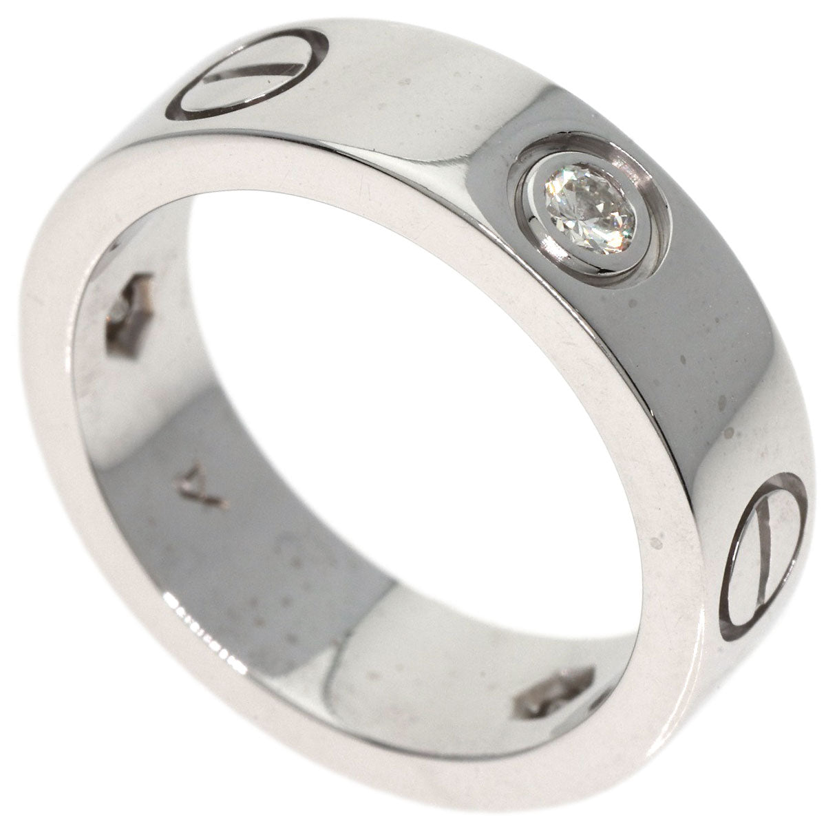 CARTIER   Ring love ring half diamond # 49 K18 White Gold Ladies