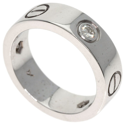 CARTIER   Ring love ring half diamond # 49 K18 White Gold Ladies