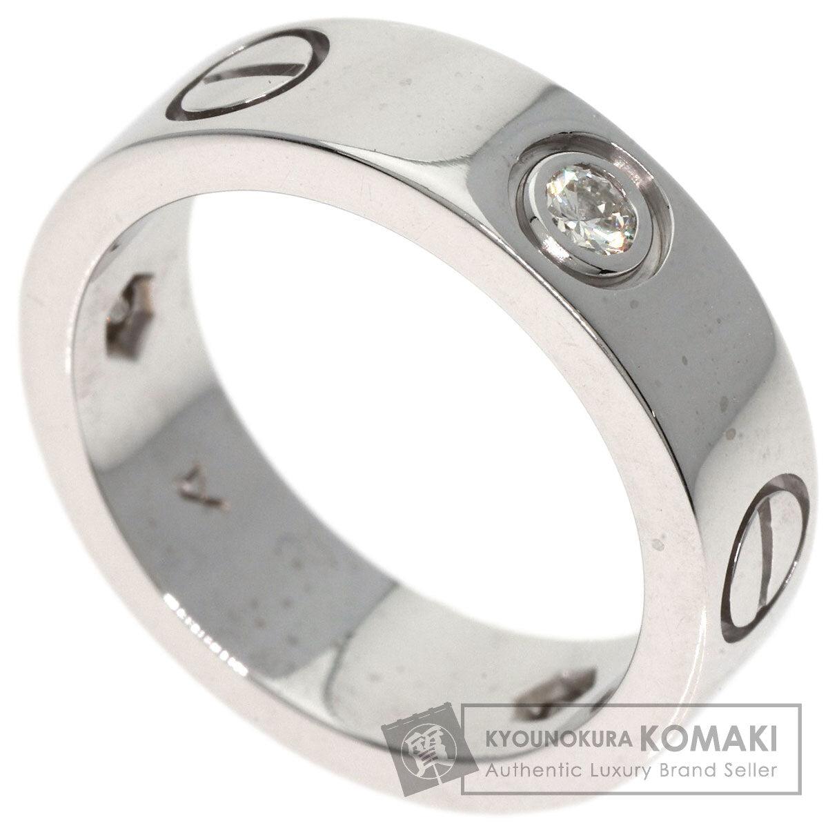 CARTIER   Ring love ring half diamond # 49 K18 White Gold Ladies