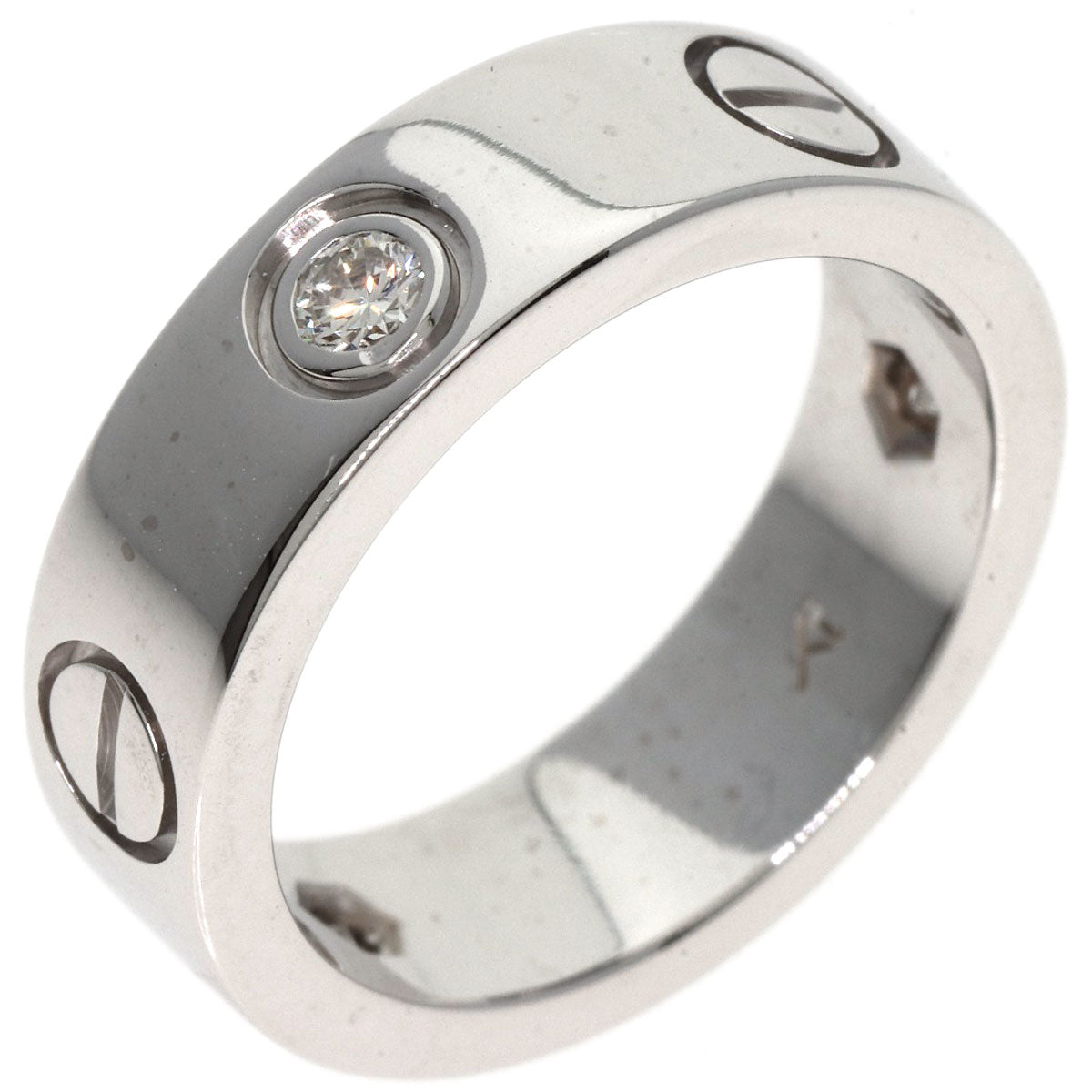CARTIER   Ring love ring half diamond # 49 K18 White Gold Ladies