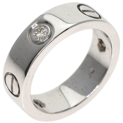 CARTIER   Ring love ring half diamond # 49 K18 White Gold Ladies