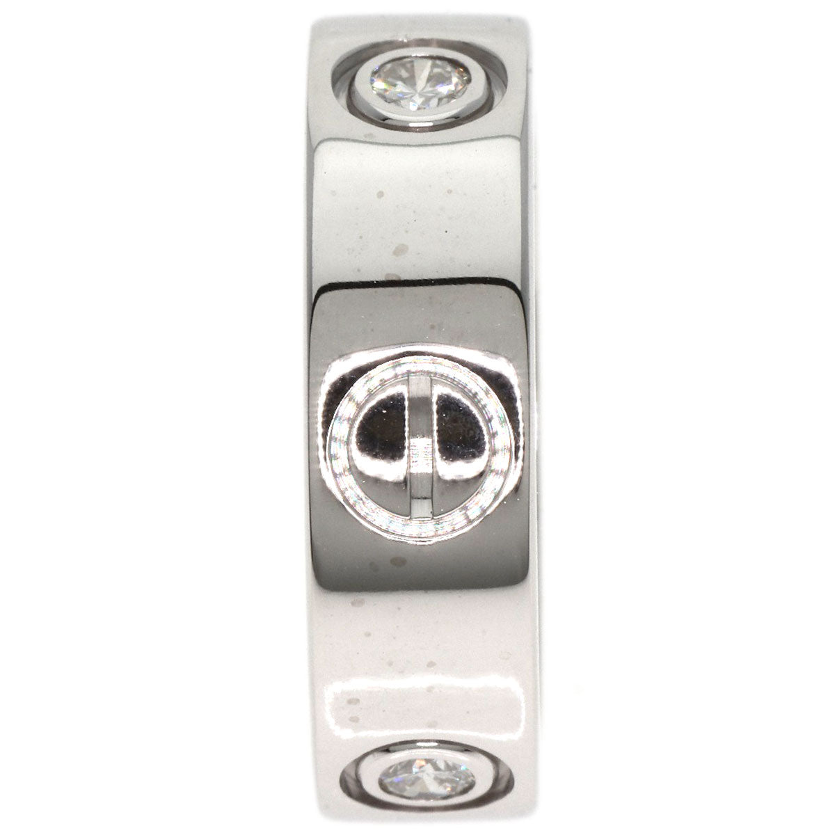 CARTIER   Ring love ring half diamond # 49 K18 White Gold Ladies