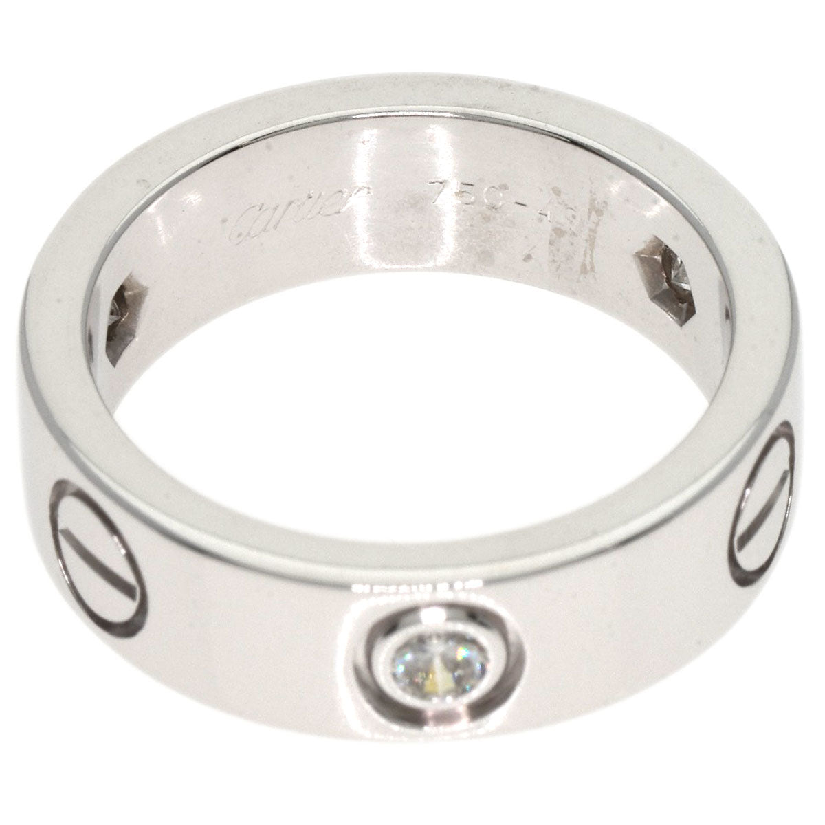 CARTIER   Ring love ring half diamond # 49 K18 White Gold Ladies