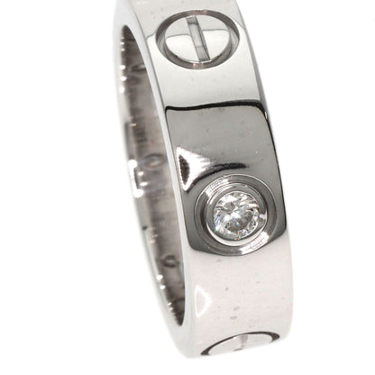 CARTIER   Ring love ring half diamond # 49 K18 White Gold Ladies