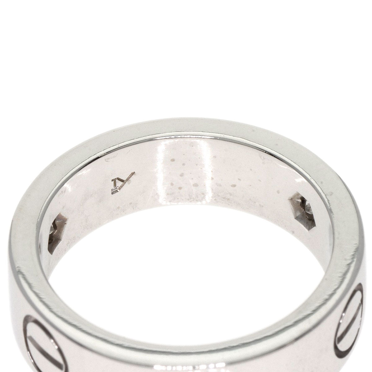 CARTIER   Ring love ring half diamond # 49 K18 White Gold Ladies