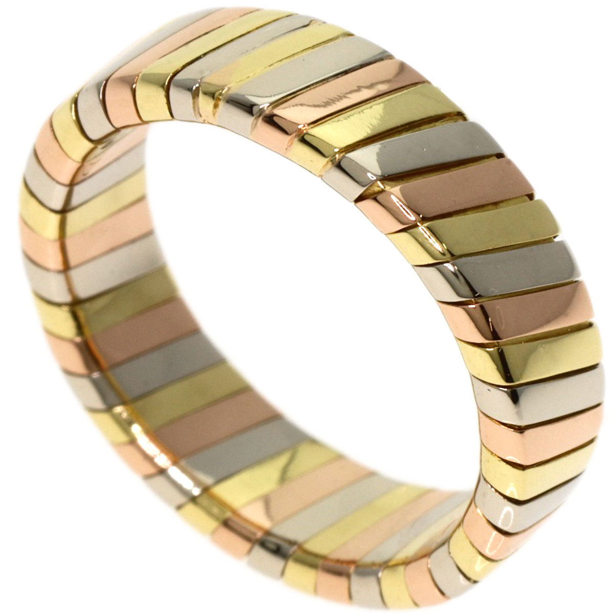 BVLGARI Tubogas Ring K18 Yellow Gold 18K Pink GoldLadies [Used]