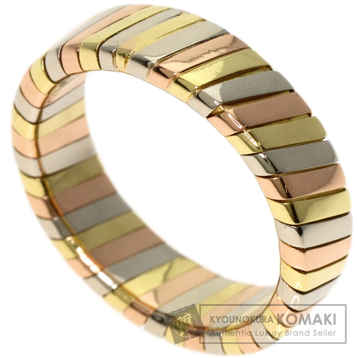 BVLGARI Tubogas Ring K18 Yellow Gold 18K Pink GoldLadies [Used]