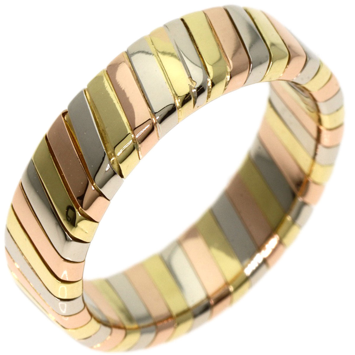 BVLGARI Tubogas Ring K18 Yellow Gold 18K Pink GoldLadies [Used]