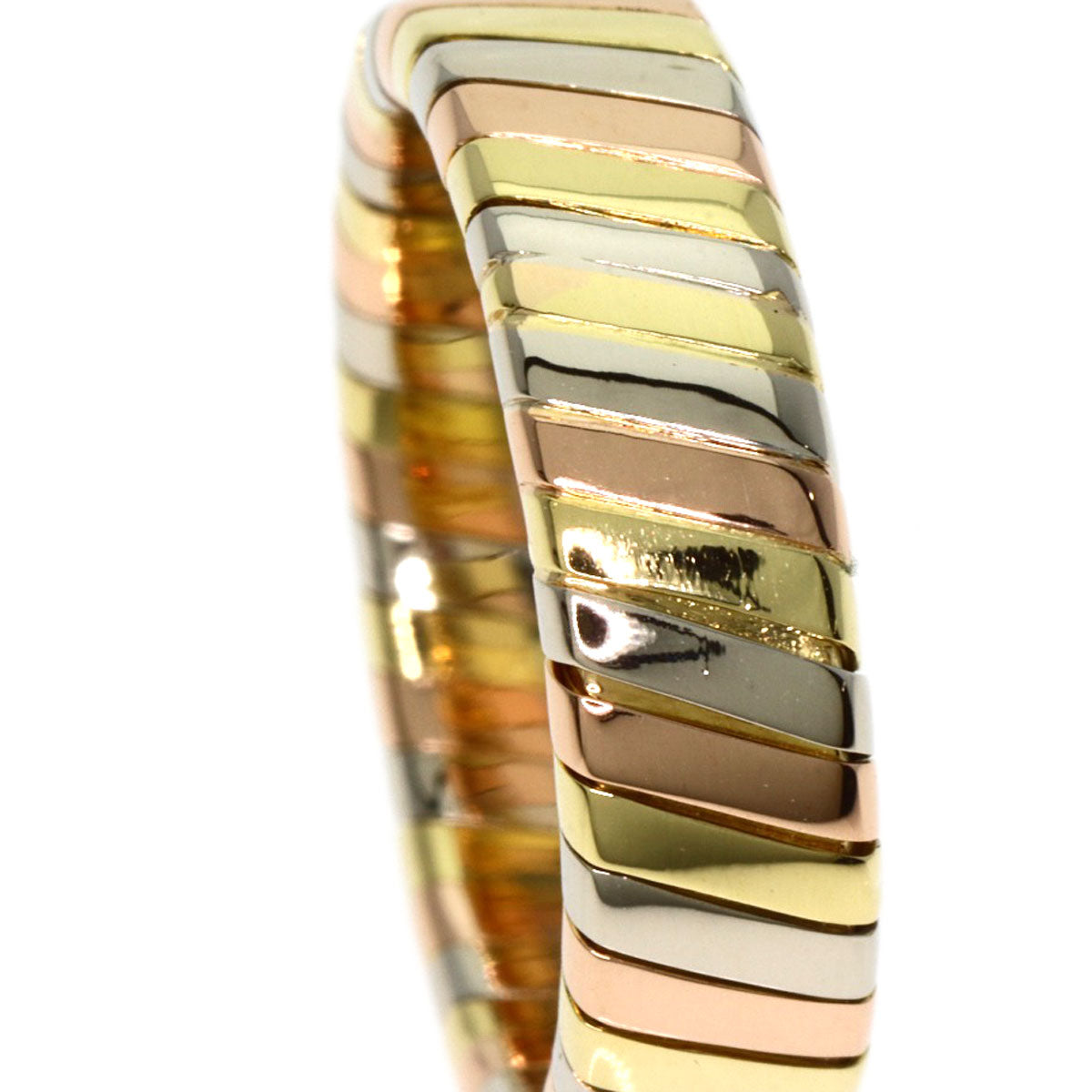 BVLGARI Tubogas Ring K18 Yellow Gold 18K Pink GoldLadies [Used]