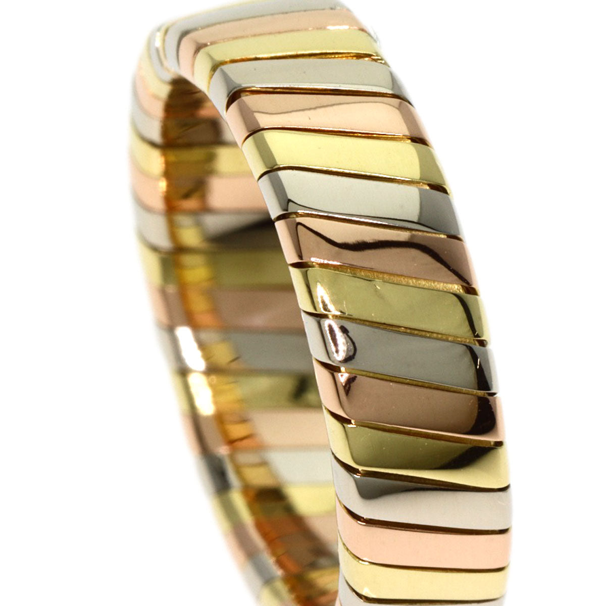 BVLGARI Tubogas Ring K18 Yellow Gold 18K Pink GoldLadies [Used]