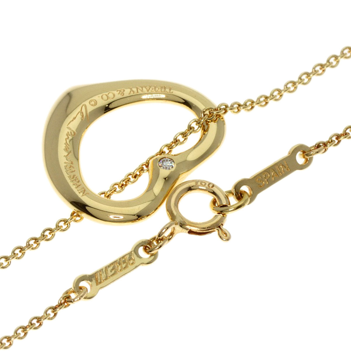 TIFFANY&Co.   Necklace Open Heart 2P Diamond K18 Yellow Gold Ladies