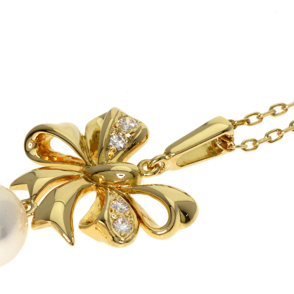 MIKIMOTO   Pearl Pearl Diamond Necklace  K18 Yellow Gold Ladies [Used]