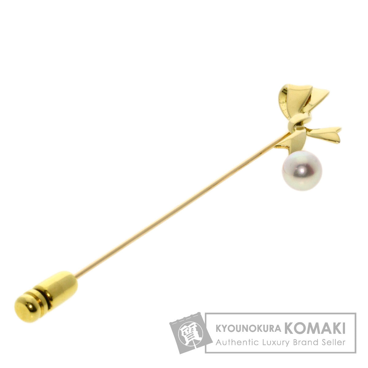 MIKIMOTO Pearl Pearl Ribbon Brooch K18 Yellow Gold Ladies [Used]