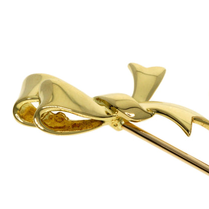 MIKIMOTO Pearl Pearl Ribbon Brooch K18 Yellow Gold Ladies [Used]