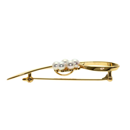 MIKIMOTO   Pearl Pearl Brooch  K18 Yellow Gold Ladies [Used]