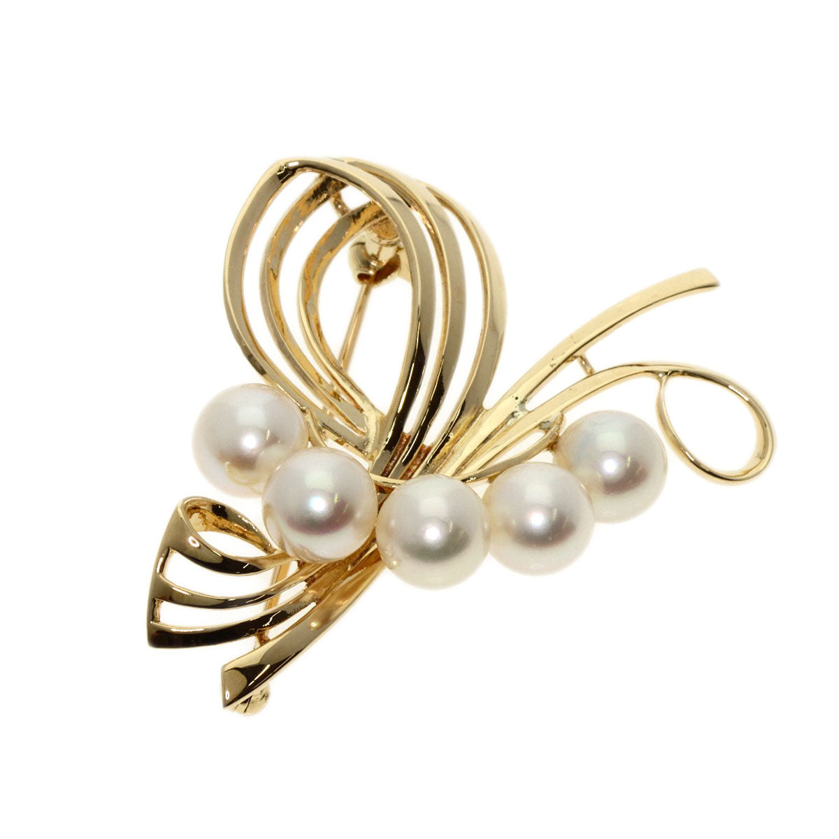 MIKIMOTO   Pearl Pearl Brooch  K14 Yellow Gold Ladies [Used]