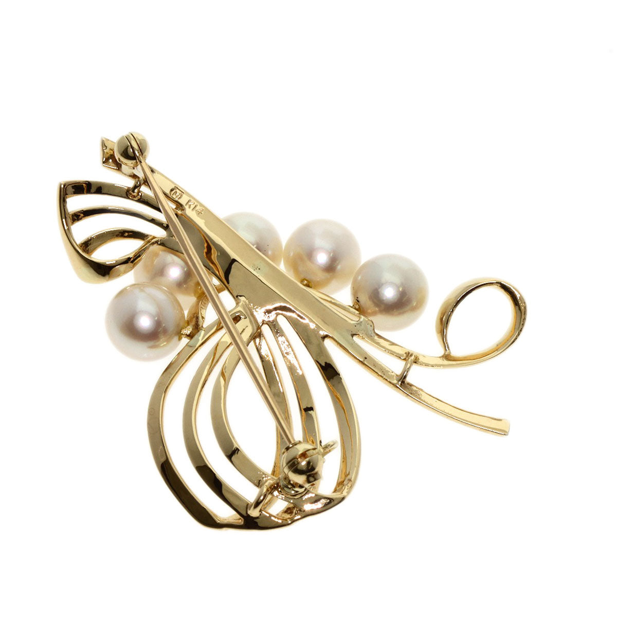 MIKIMOTO   Pearl Pearl Brooch  K14 Yellow Gold Ladies [Used]