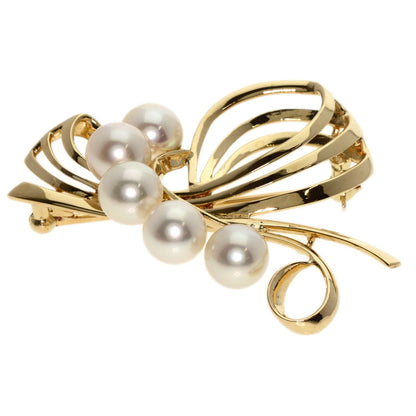 MIKIMOTO   Pearl Pearl Brooch  K14 Yellow Gold Ladies [Used]