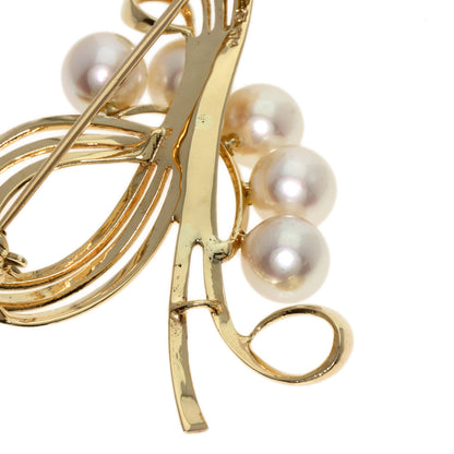 MIKIMOTO   Pearl Pearl Brooch  K14 Yellow Gold Ladies [Used]