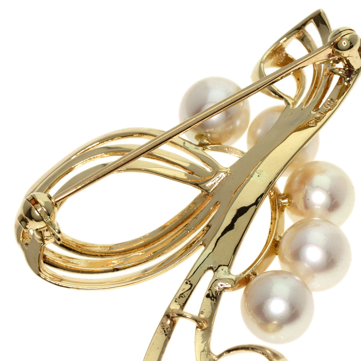 MIKIMOTO   Pearl Pearl Brooch  K14 Yellow Gold Ladies [Used]