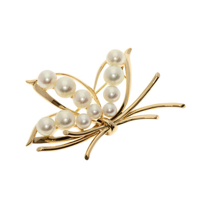 MIKIMOTO   Pearl Pearl Brooch  K14 Yellow Gold Ladies [Used]