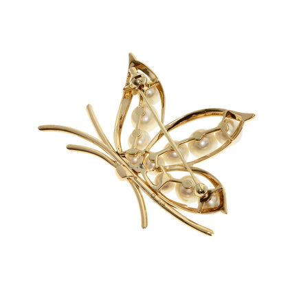 MIKIMOTO   Pearl Pearl Brooch  K14 Yellow Gold Ladies [Used]