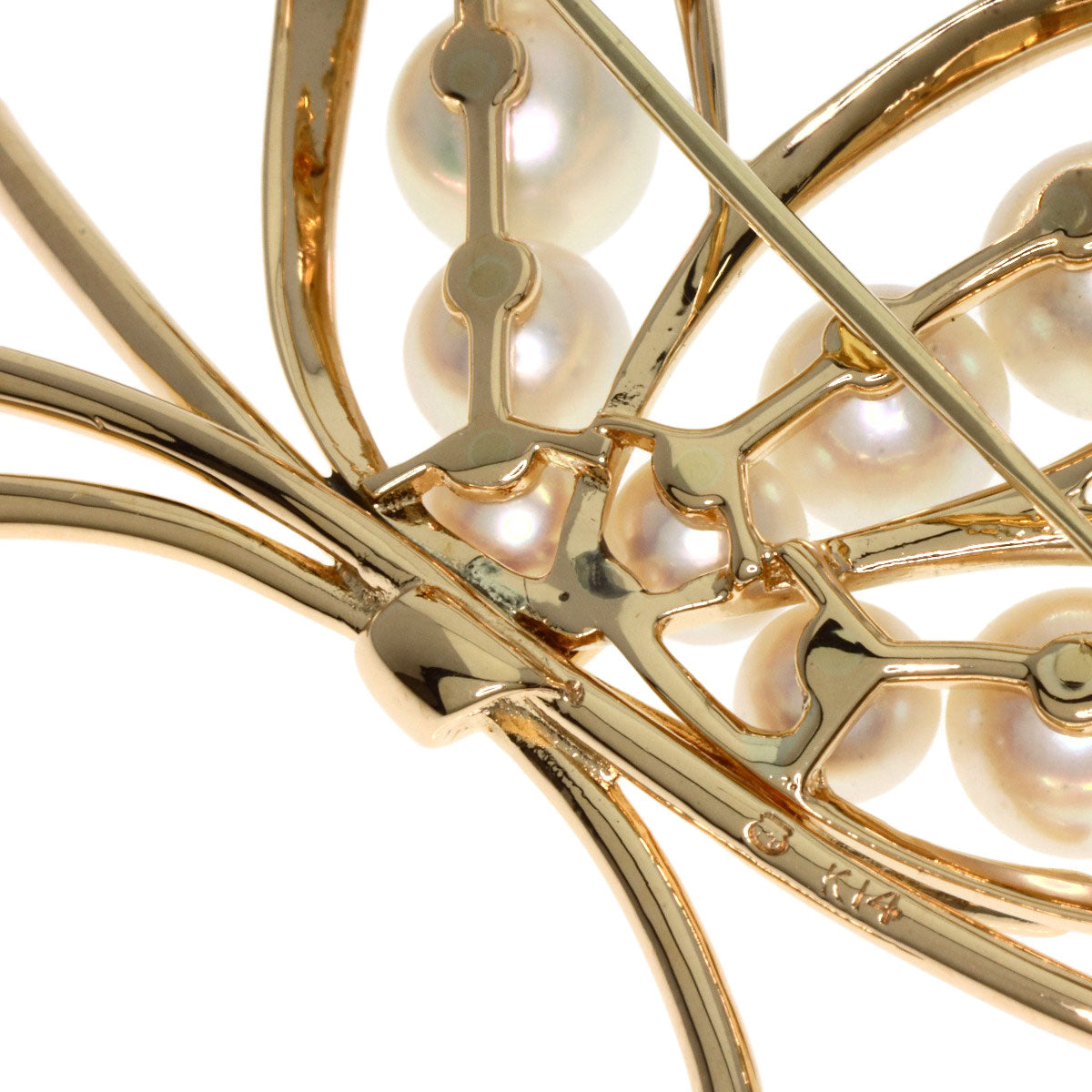 MIKIMOTO   Pearl Pearl Brooch  K14 Yellow Gold Ladies [Used]