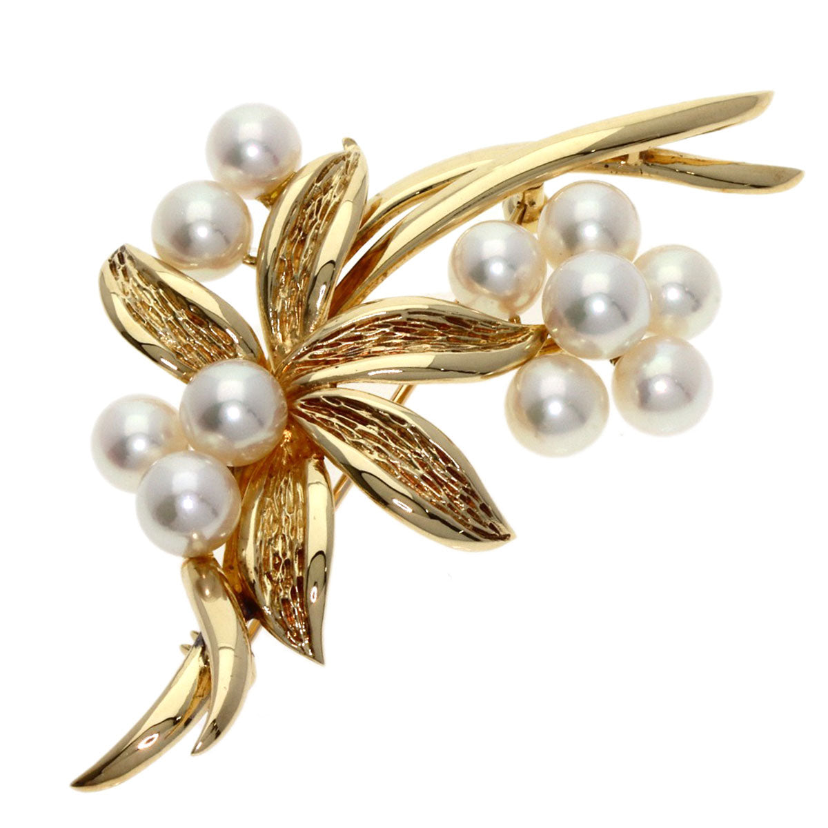MIKIMOTO   Flower motif Pearl Pearl Brooch  K14 Yellow Gold Ladies [Used]