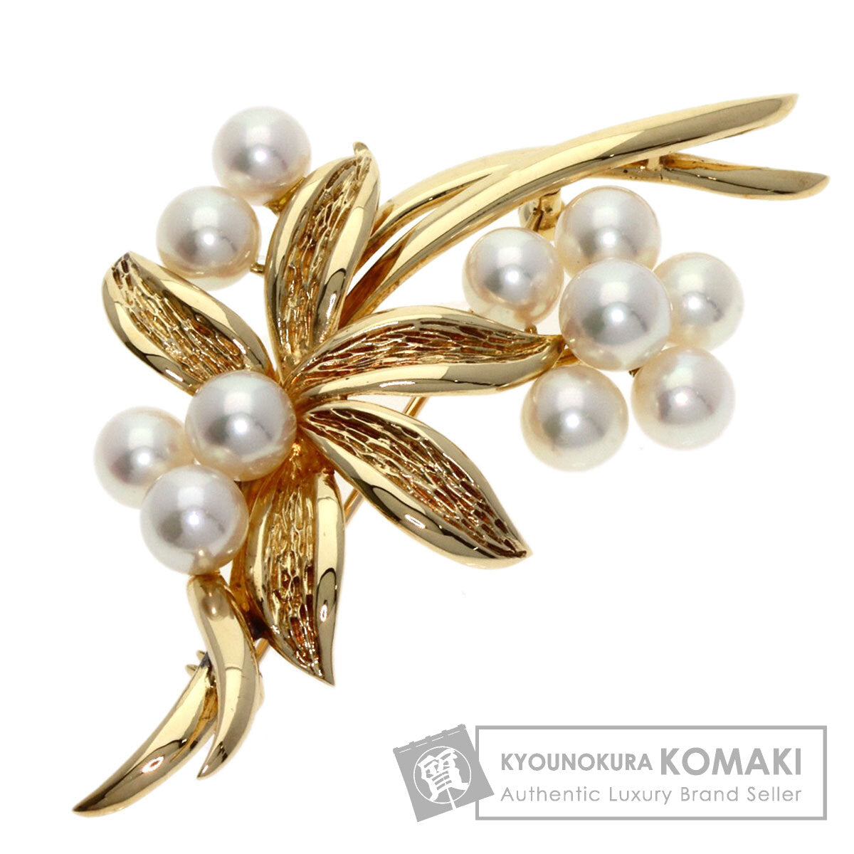 MIKIMOTO   Flower motif Pearl Pearl Brooch  K14 Yellow Gold Ladies [Used]