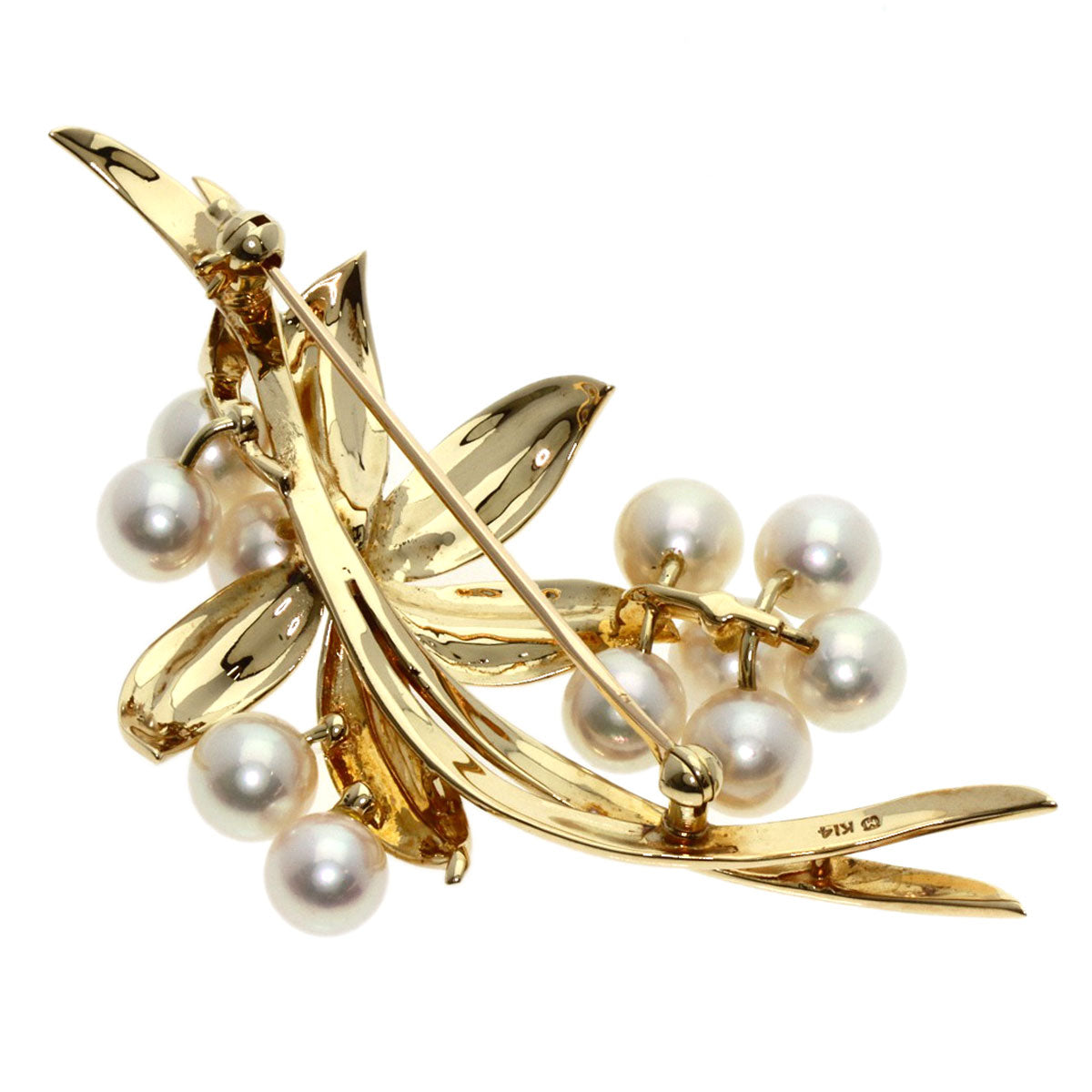 MIKIMOTO   Flower motif Pearl Pearl Brooch  K14 Yellow Gold Ladies [Used]