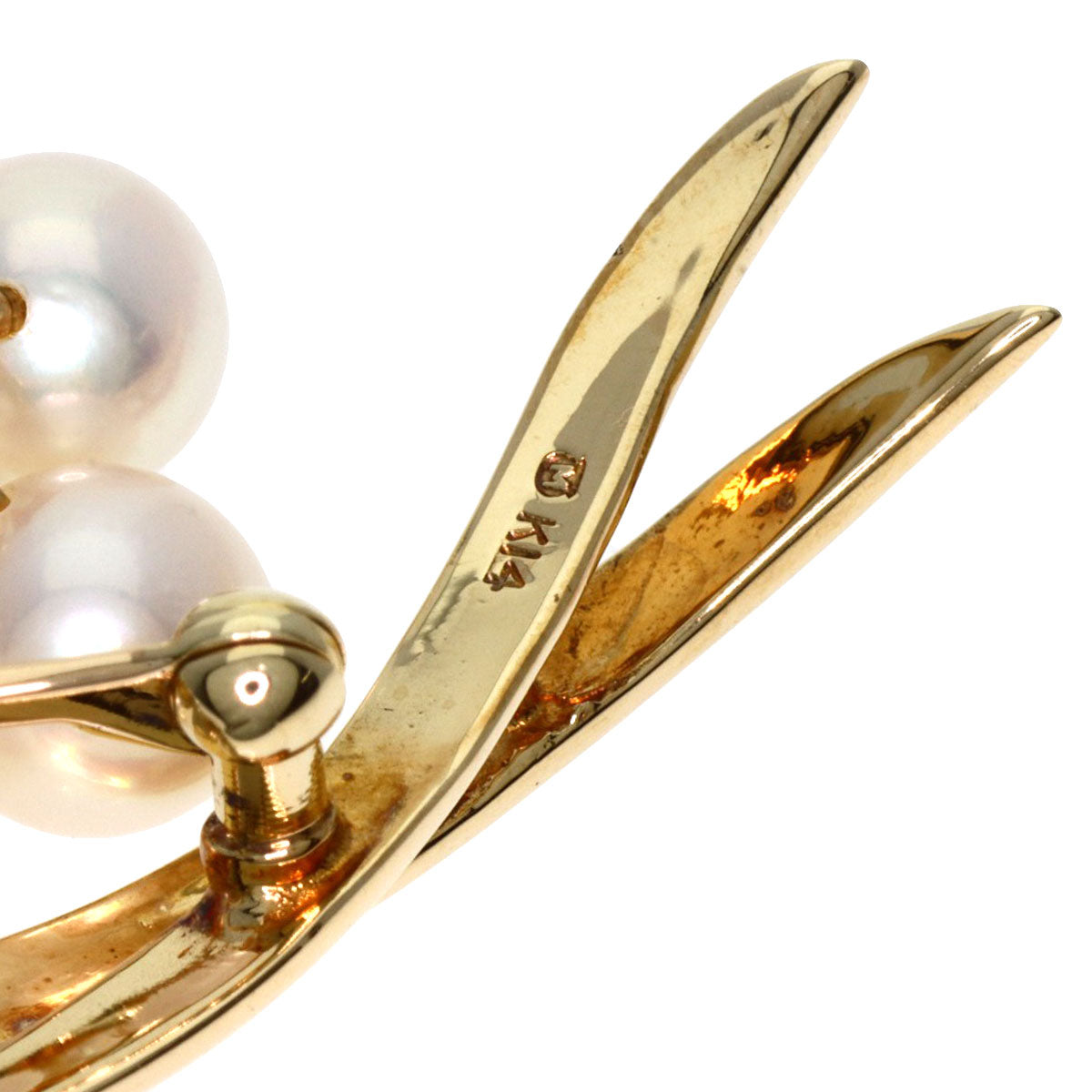 MIKIMOTO   Flower motif Pearl Pearl Brooch  K14 Yellow Gold Ladies [Used]