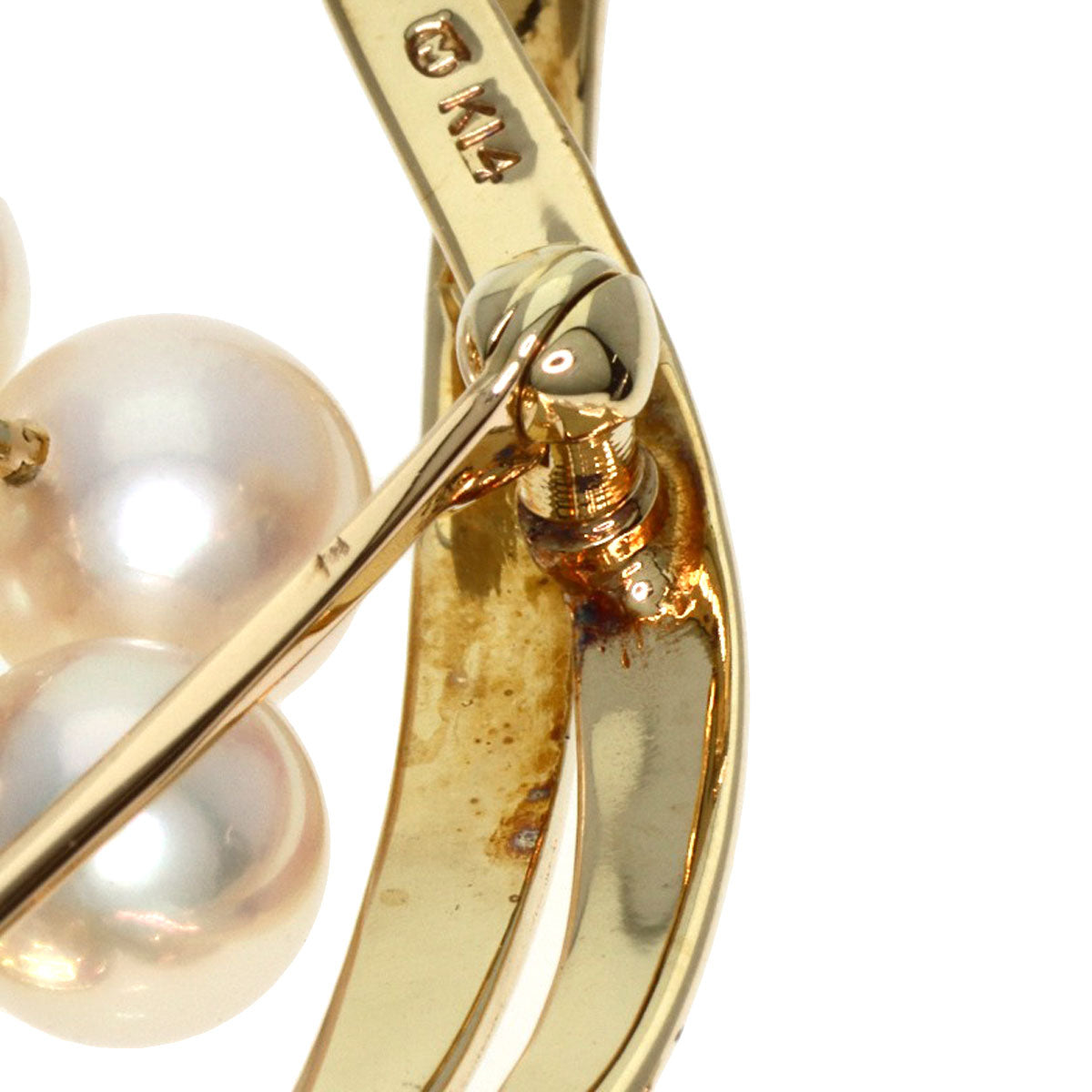 MIKIMOTO   Flower motif Pearl Pearl Brooch  K14 Yellow Gold Ladies [Used]