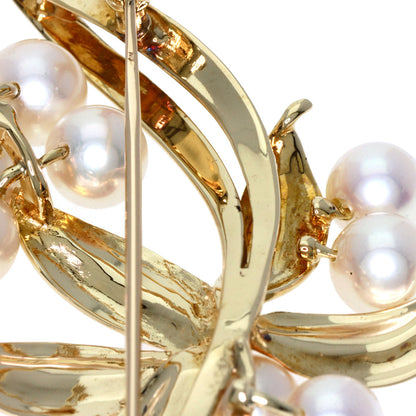 MIKIMOTO   Flower motif Pearl Pearl Brooch  K14 Yellow Gold Ladies [Used]