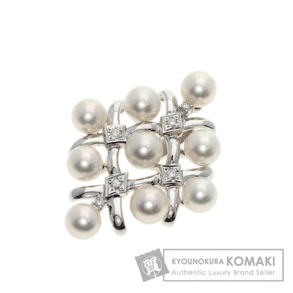 MIKIMOTO Pearl Pearl Diamond Brooch K18 White Gold Ladies [Used]