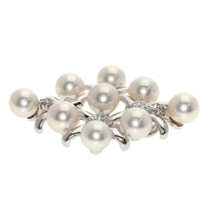 MIKIMOTO Pearl Pearl Diamond Brooch K18 White Gold Ladies [Used]