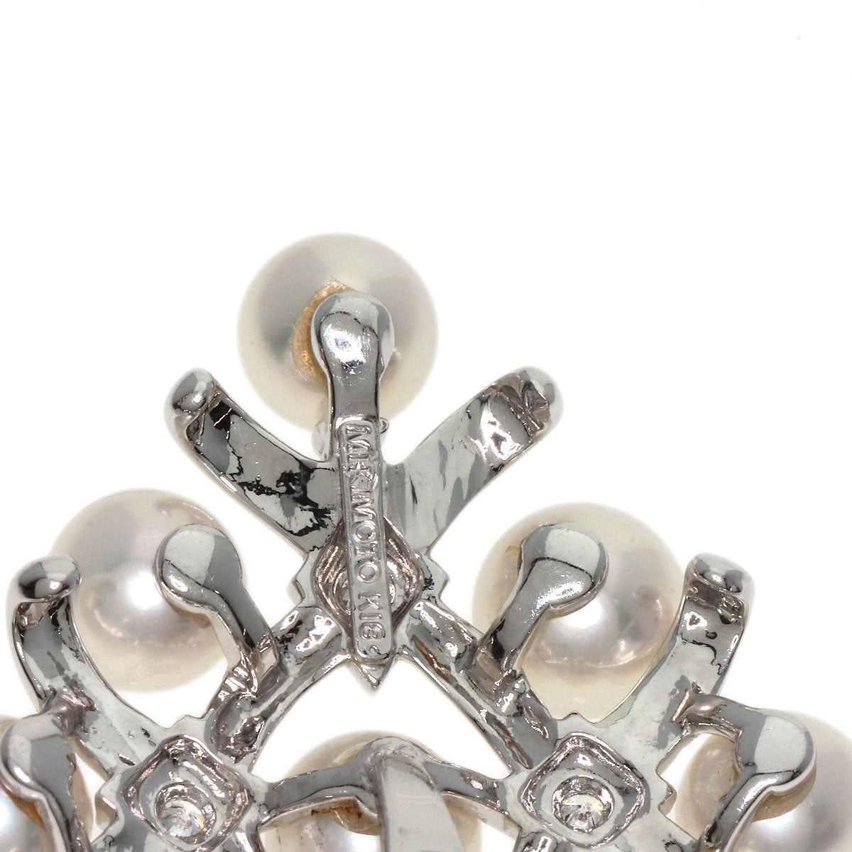 MIKIMOTO Pearl Pearl Diamond Brooch K18 White Gold Ladies [Used]