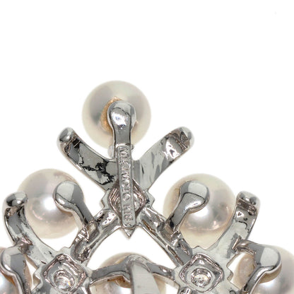 MIKIMOTO Pearl Pearl Diamond Brooch K18 White Gold Ladies [Used]