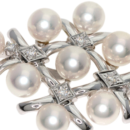 MIKIMOTO Pearl Pearl Diamond Brooch K18 White Gold Ladies [Used]