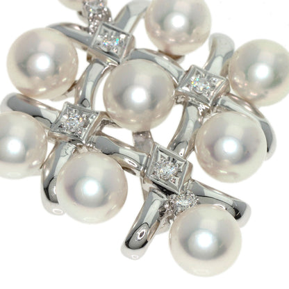 MIKIMOTO Pearl Pearl Diamond Brooch K18 White Gold Ladies [Used]